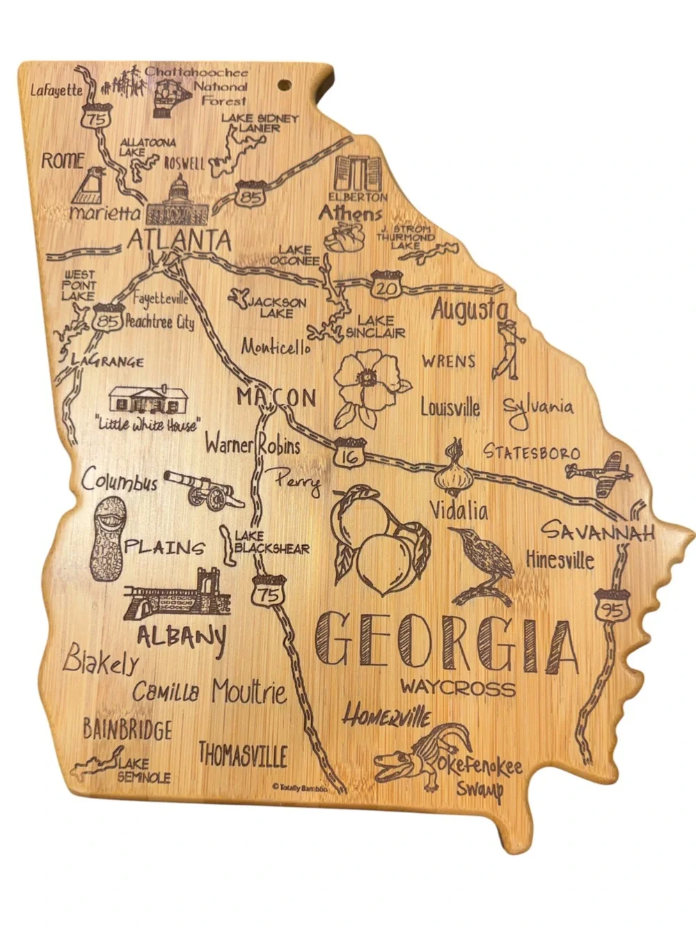 Georgia State-Shaped Wood Cutting/Serving Board Charcuterie